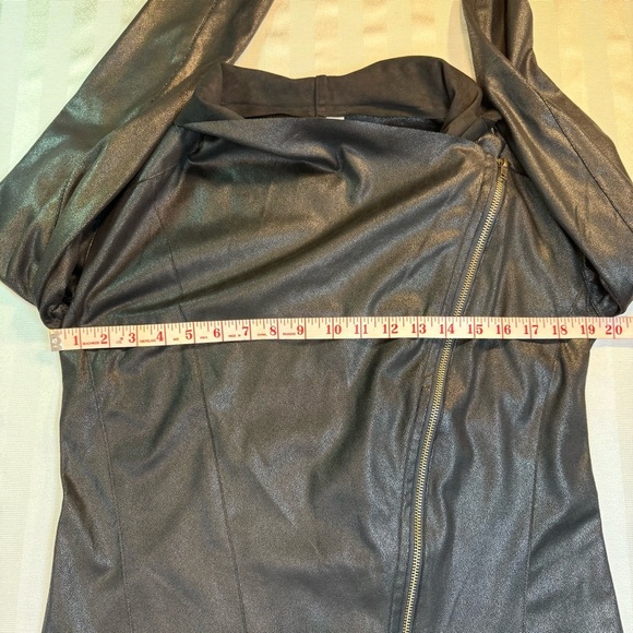 Mote Faux Leather Suede Moto Draped Jacket Asymmetrical Zip-Up Sz Medium Black - Picture 7 of 14